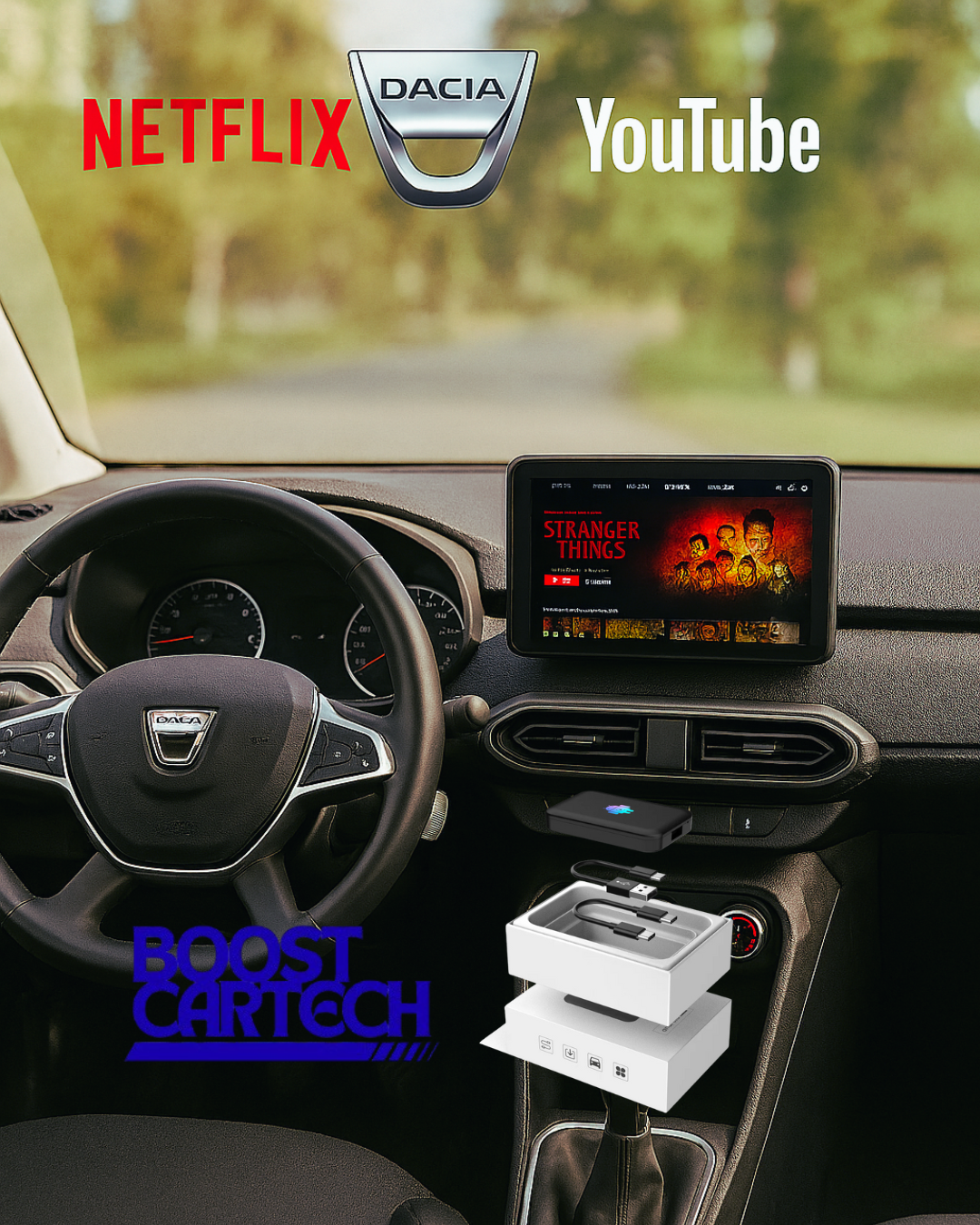 YouTube och Netflix AI-box för Dacia
